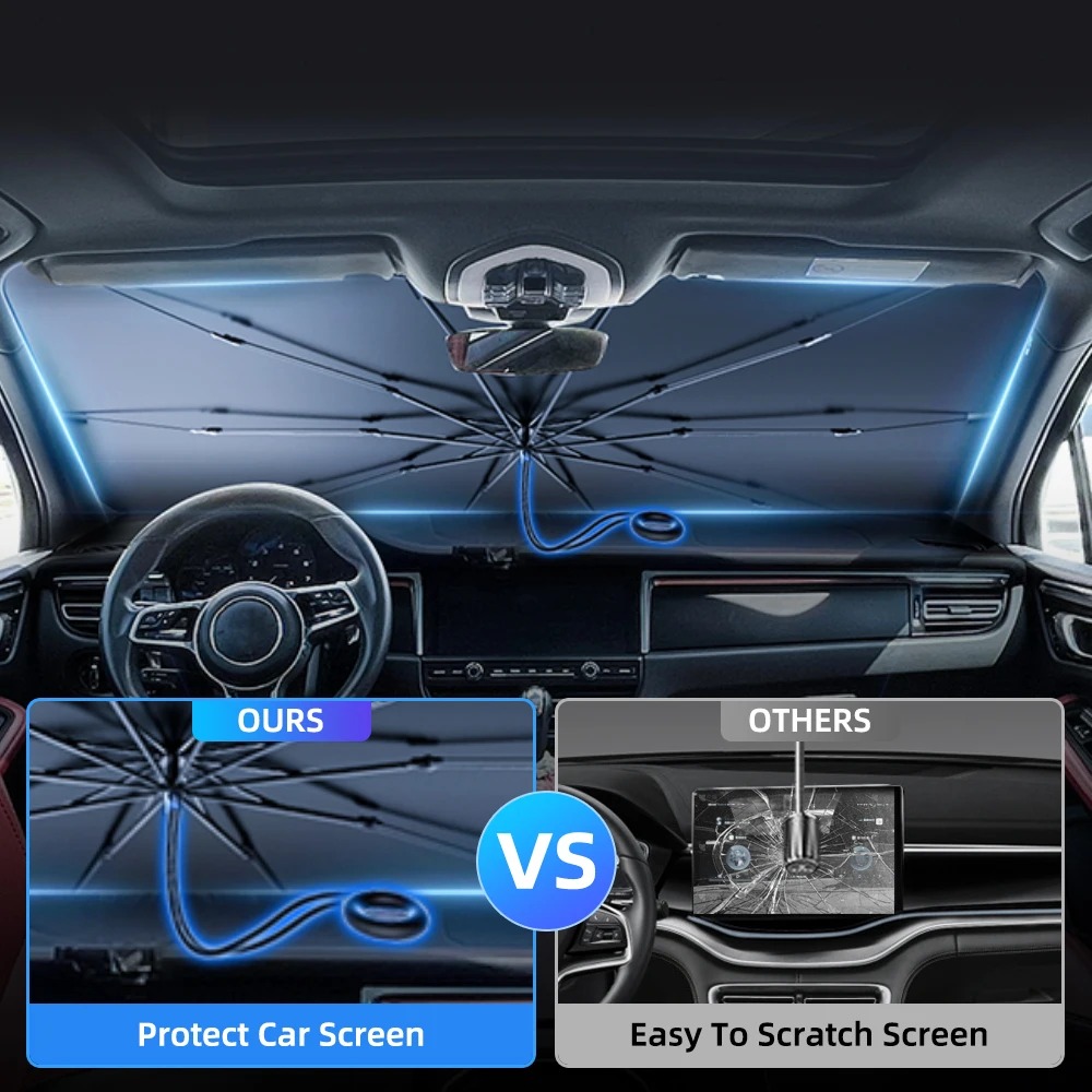 واقي أمامي للسيارة مضاد للأشعة - مراجعة Car Sunshade Windshield Umbrella Foldable وسعره