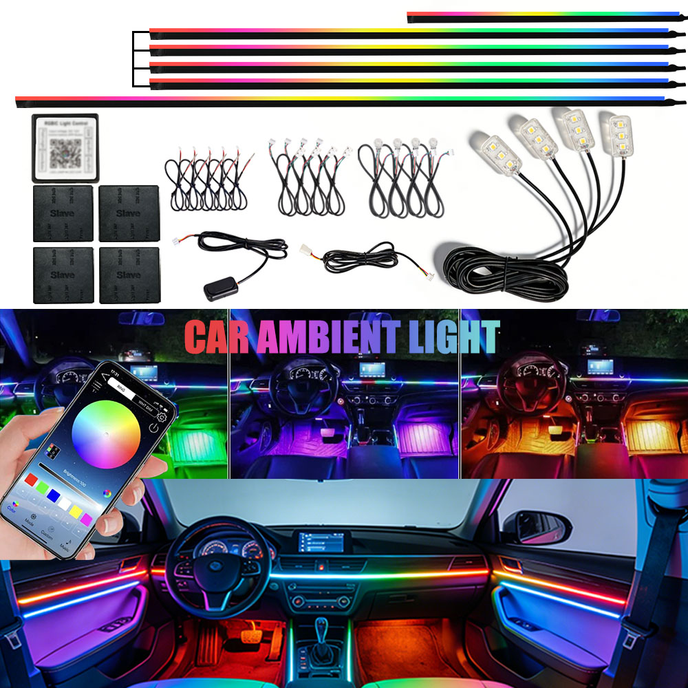 مصابيح LED أكريليك للسيارة 6/1 - مراجعة Led Ambient Interior Car Lights App Control وسعره