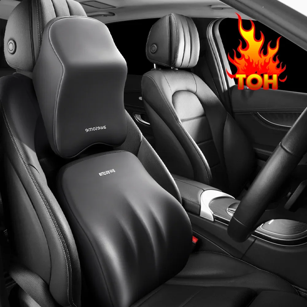 جديد سيارة قطني دعم الظهر مسند - مراجعة Memory Foam Car Neck Pillow Lumbar Support وسعره