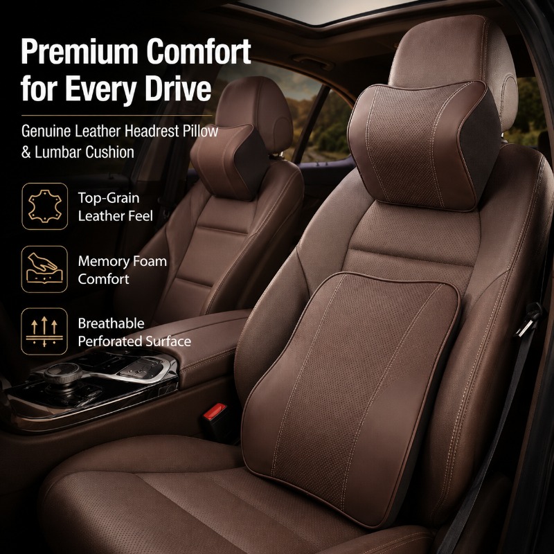 وسادة رقبة للسيارة من الفوم ال - مراجعة Memory Foam Car Neck Pillow Lumbar Support وسعره