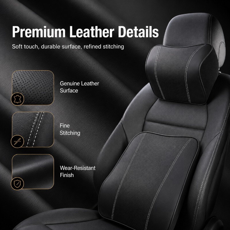 وسادة رقبة للسيارة من الفوم ال - مراجعة Memory Foam Car Neck Pillow Lumbar Support وسعره