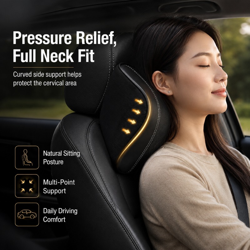 وسادة رقبة للسيارة من الفوم ال - مراجعة Memory Foam Car Neck Pillow Lumbar Support وسعره
