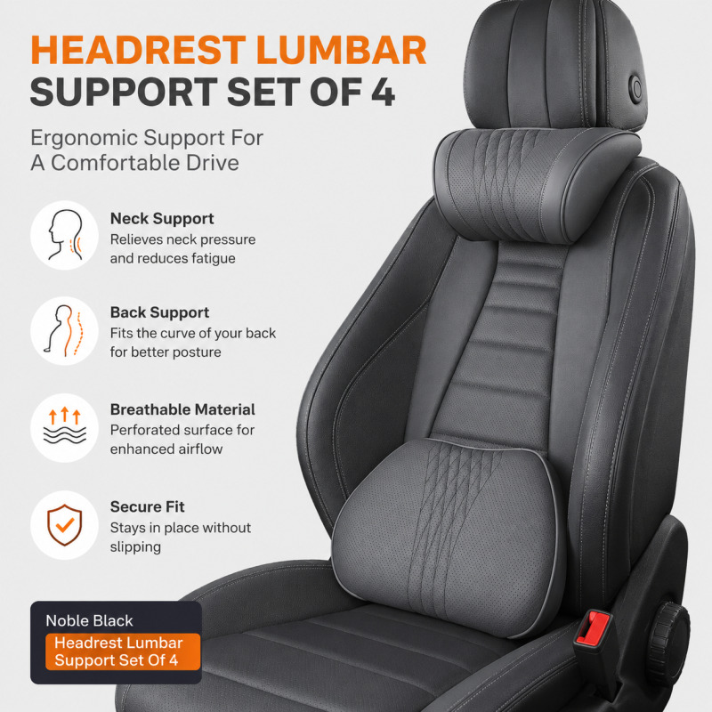 وسادة رأس للسيارة من الفوم الم - مراجعة Memory Foam Car Neck Pillow Lumbar Support وسعره