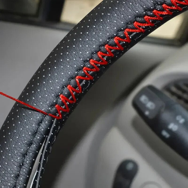 العالمي الجلود عجلة توجيه سيار - مراجعة Car Steering Wheel Cover Anti Slip Breathable وسعره
