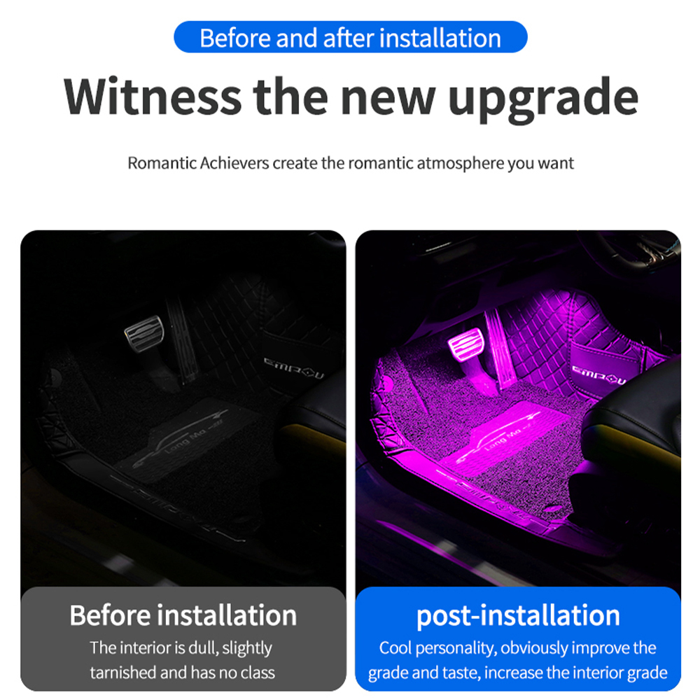 أضواء زينة للسيارة، مصابيح داخ - مراجعة Led Ambient Interior Car Lights App Control وسعره