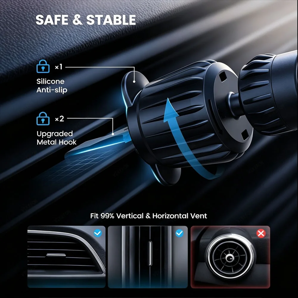 شاحن لاسلكي مغناطيسي للسيارة Q - مراجعة Magnetic Phone Holder For Car Vent وسعره